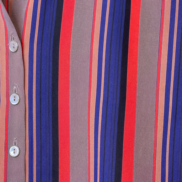 LC | VTG Retro Disco Dolaman Long Sleeve Allover Stripe Button Front Blouse - Picture 9 of 17